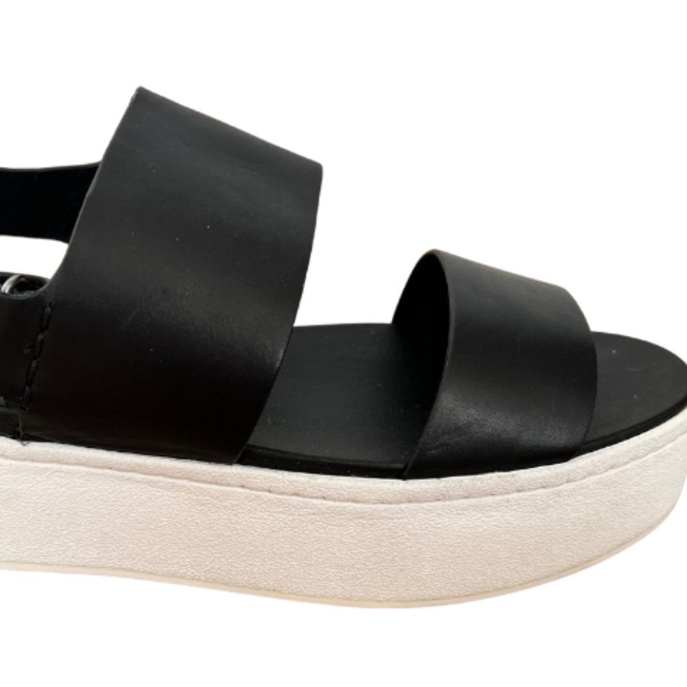 VINCE Platform Sandal, Black and White, Size 7